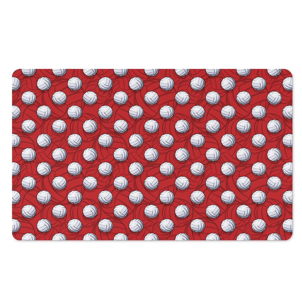Red And White Volleyball Pattern Print Polyester Doormat