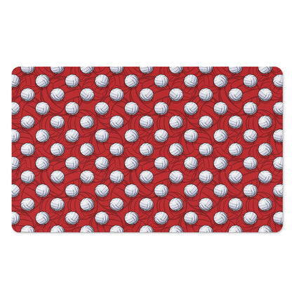 Red And White Volleyball Pattern Print Polyester Doormat