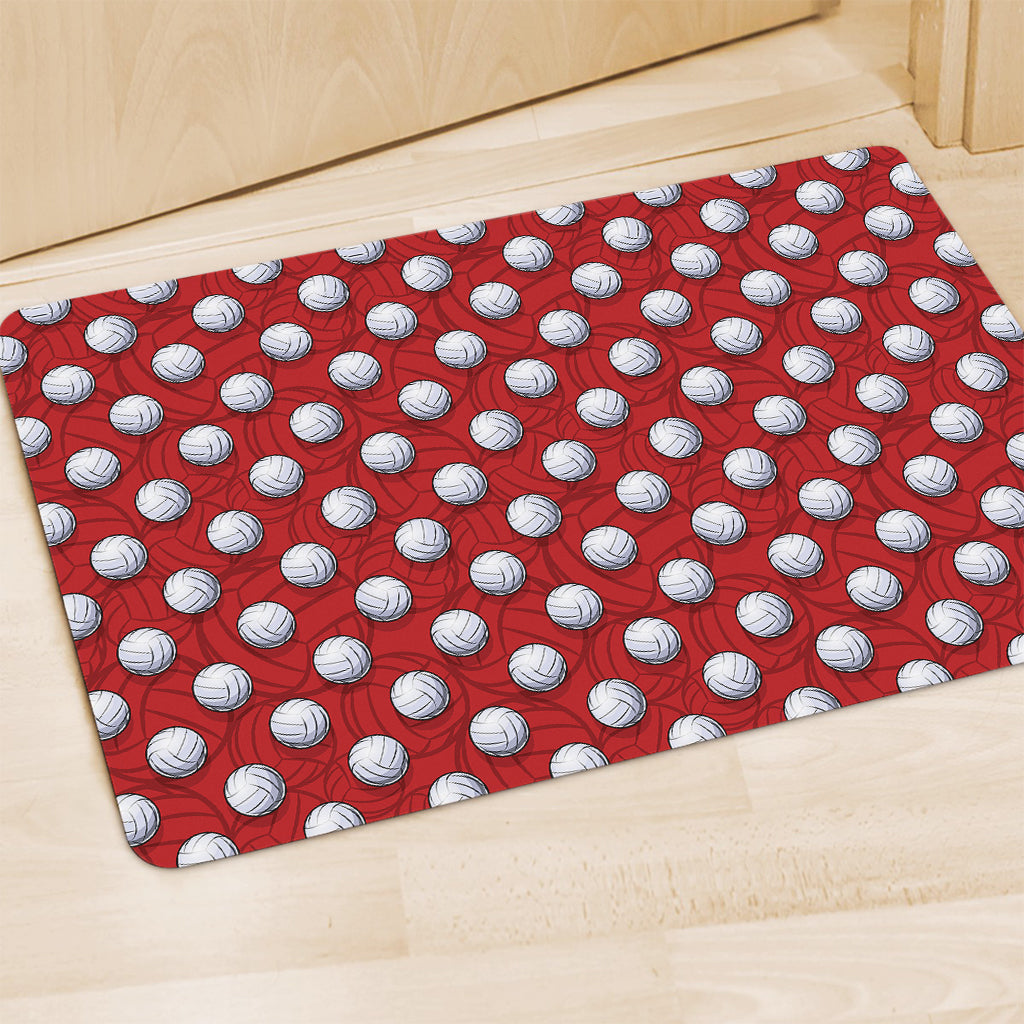 Red And White Volleyball Pattern Print Polyester Doormat