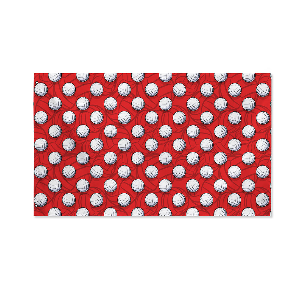 Red And White Volleyball Pattern Print Polyester Flag