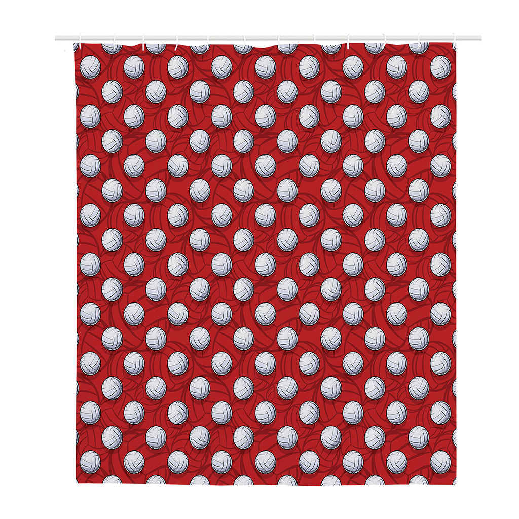 Red And White Volleyball Pattern Print Polyester Shower Curtain