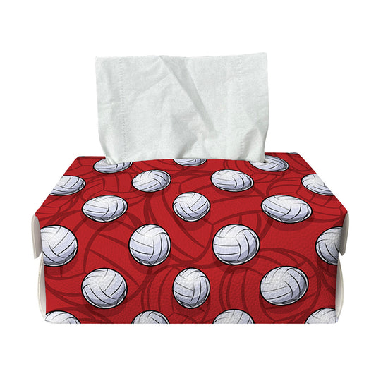 Red And White Volleyball Pattern Print Rectangle Tissue Box Cover