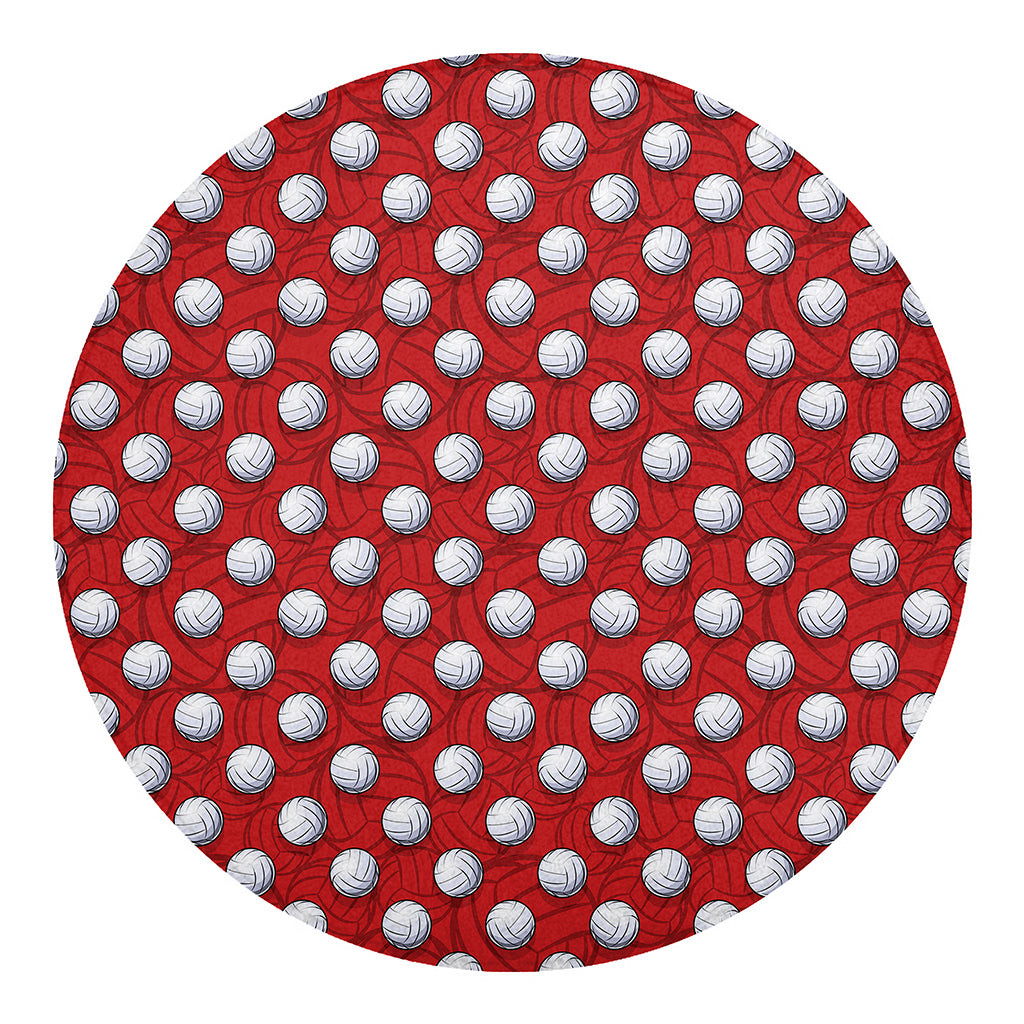 Red And White Volleyball Pattern Print Round Blanket
