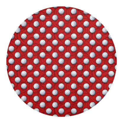 Red And White Volleyball Pattern Print Round Blanket