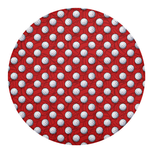 Red And White Volleyball Pattern Print Round Blanket