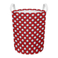 Red And White Volleyball Pattern Print Round Laundry Basket