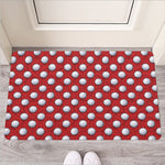 Red And White Volleyball Pattern Print Rubber Doormat
