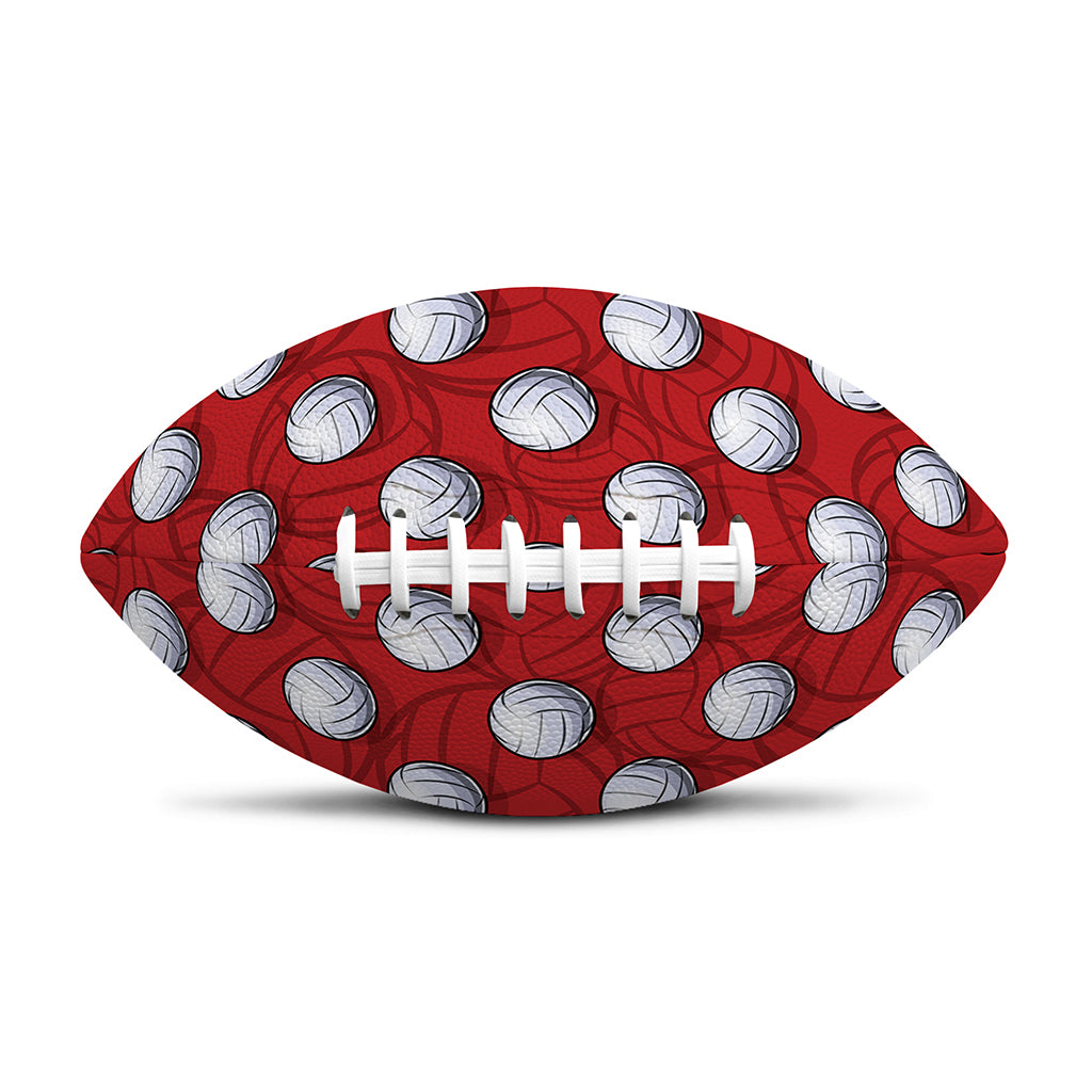 Red And White Volleyball Pattern Print Rugby Ball