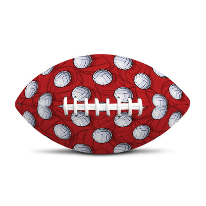 Red And White Volleyball Pattern Print Rugby Ball