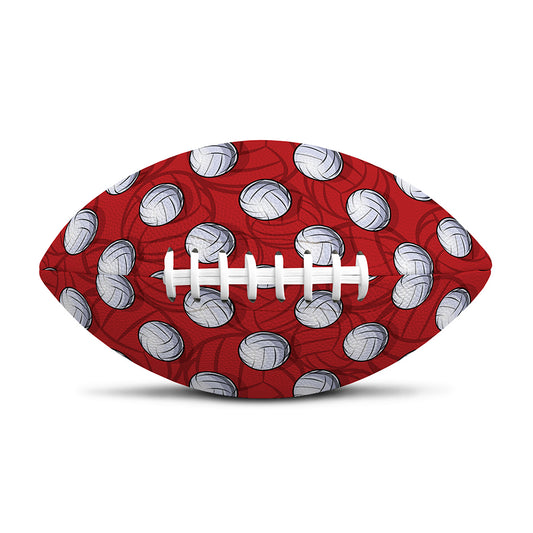 Red And White Volleyball Pattern Print Rugby Ball