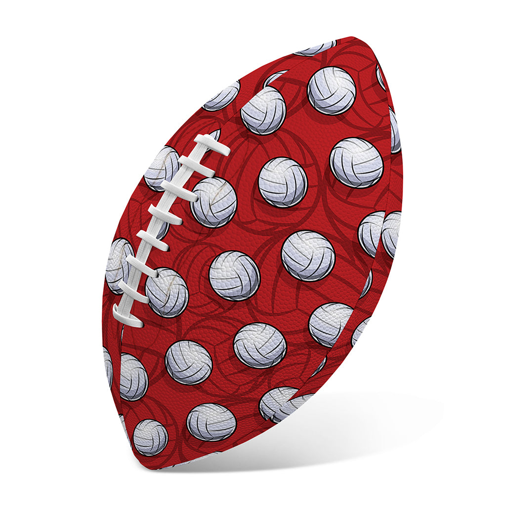 Red And White Volleyball Pattern Print Rugby Ball