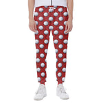 Red And White Volleyball Pattern Print Scuba Joggers