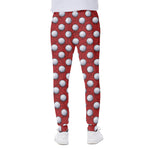 Red And White Volleyball Pattern Print Scuba Joggers