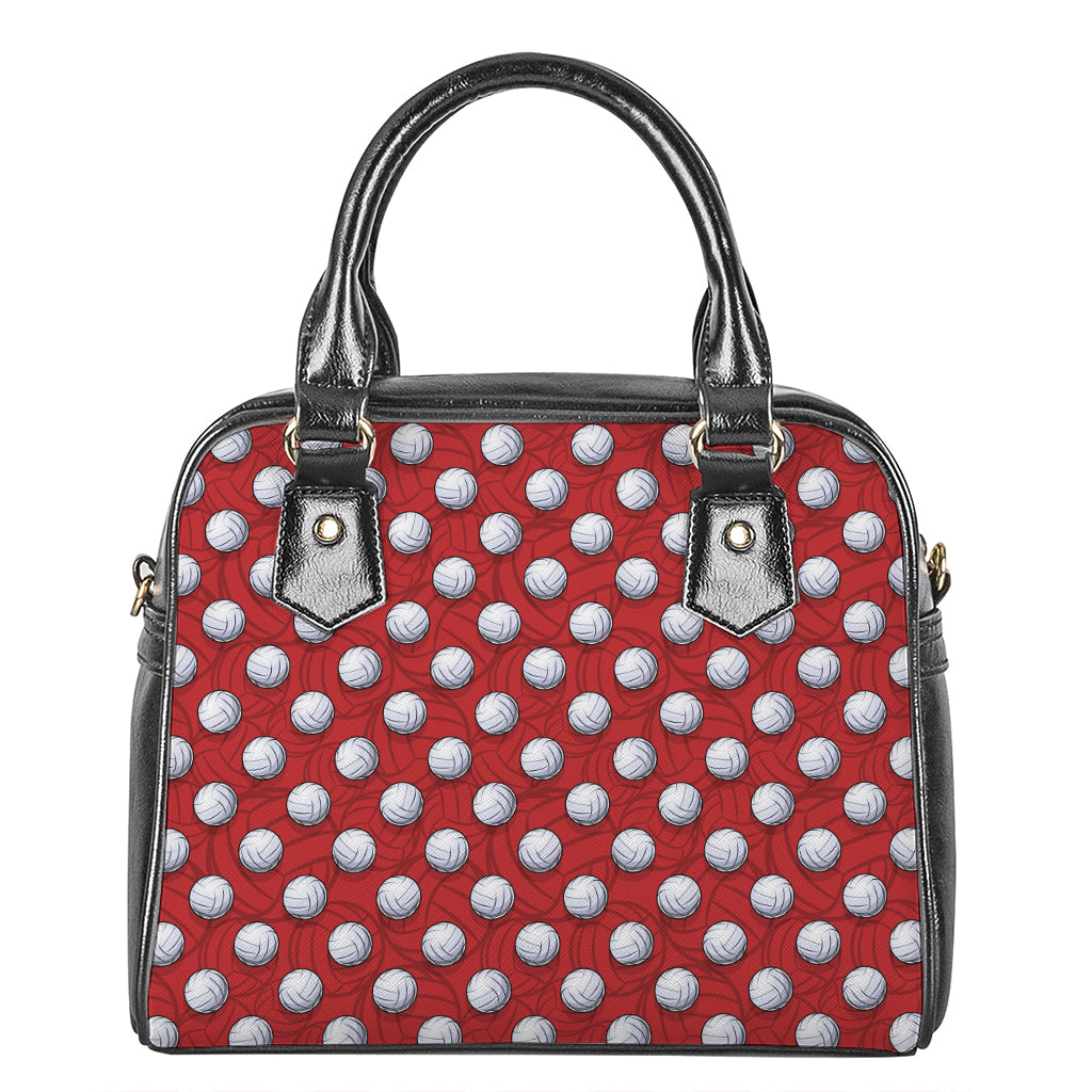 Red And White Volleyball Pattern Print Shoulder Handbag