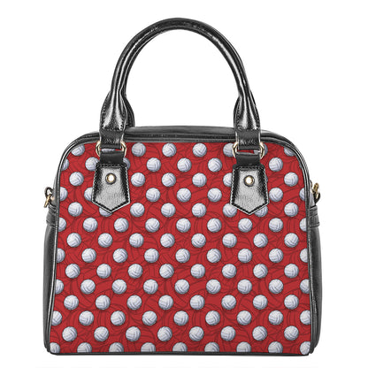 Red And White Volleyball Pattern Print Shoulder Handbag