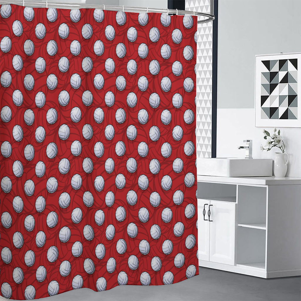 Red And White Volleyball Pattern Print Shower Curtain
