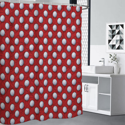 Red And White Volleyball Pattern Print Shower Curtain