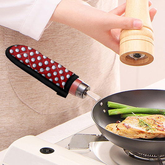 Red And White Volleyball Pattern Print Skillet Handle Cover