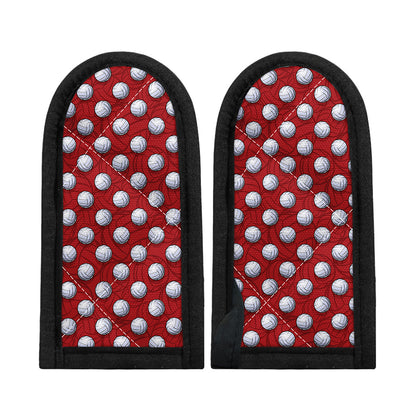 Red And White Volleyball Pattern Print Skillet Handle Cover