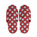 Red And White Volleyball Pattern Print Slippers