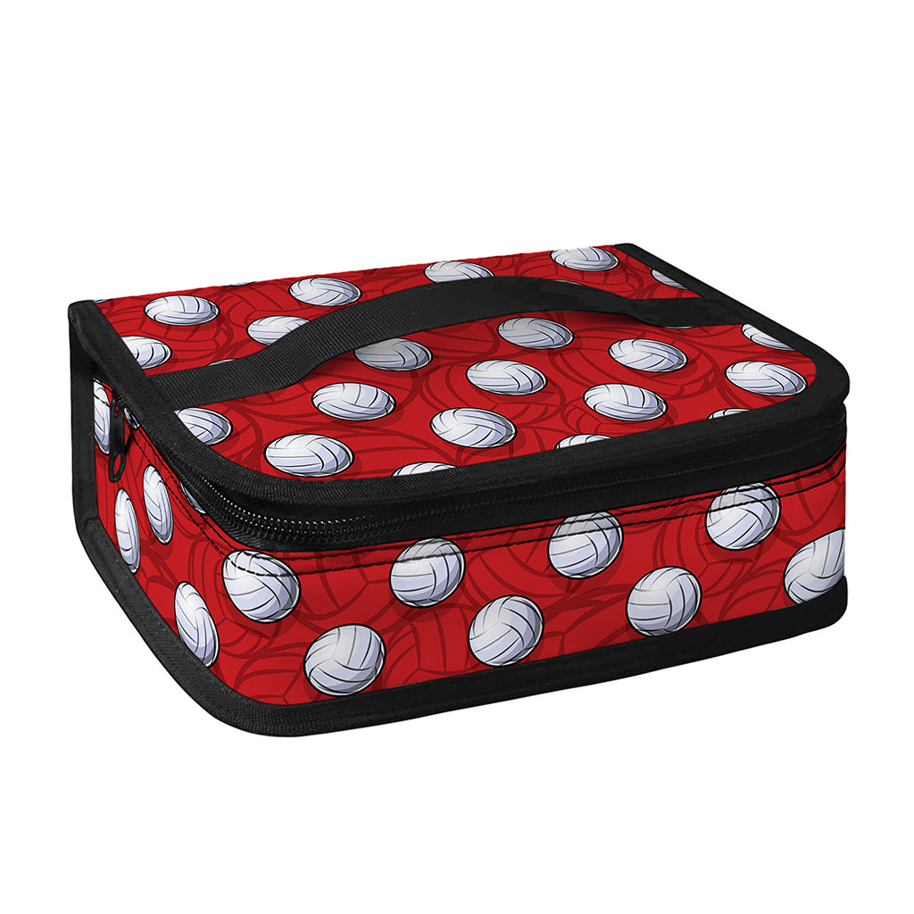 Red And White Volleyball Pattern Print Small Lunch Bag