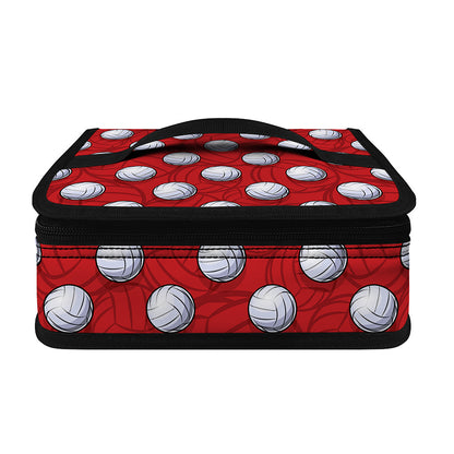 Red And White Volleyball Pattern Print Small Lunch Bag