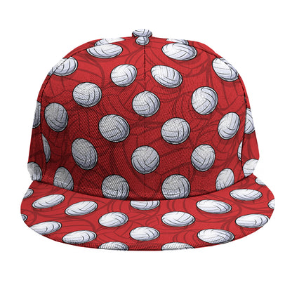Red And White Volleyball Pattern Print Snapback Cap
