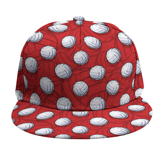 Red And White Volleyball Pattern Print Snapback Cap