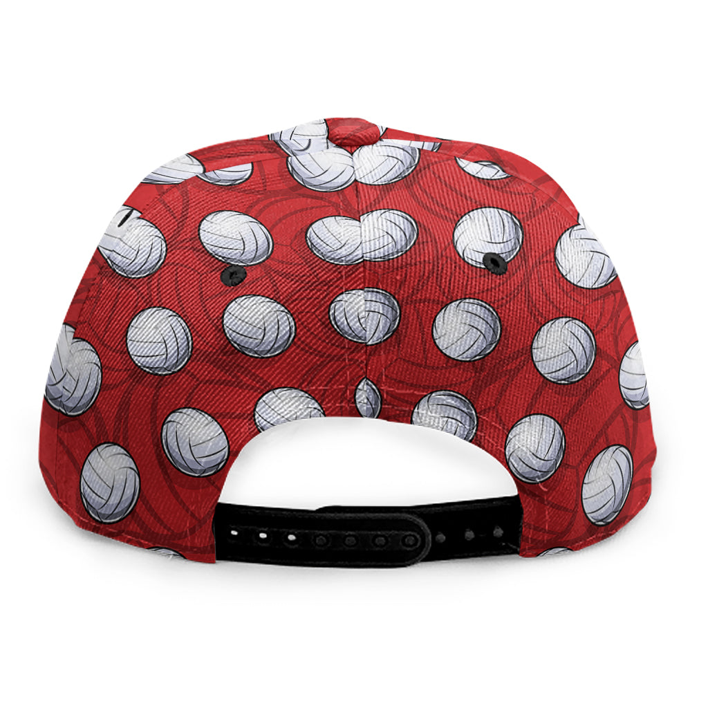 Red And White Volleyball Pattern Print Snapback Cap