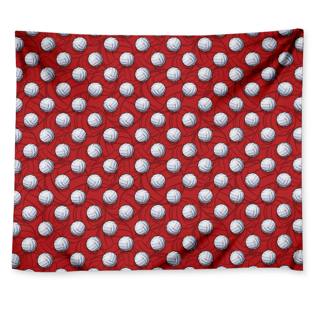 Red And White Volleyball Pattern Print Tapestry