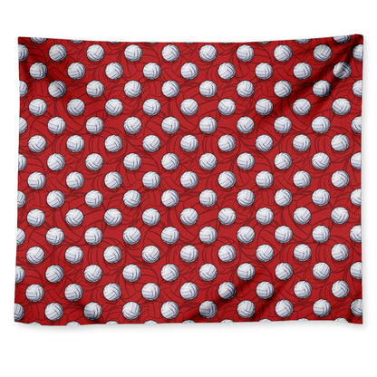 Red And White Volleyball Pattern Print Tapestry
