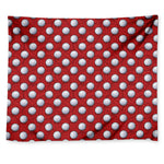 Red And White Volleyball Pattern Print Tapestry