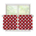 Red And White Volleyball Pattern Print Tier Curtains