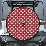 Red And White Volleyball Pattern Print Tire Cover With Camera Hole