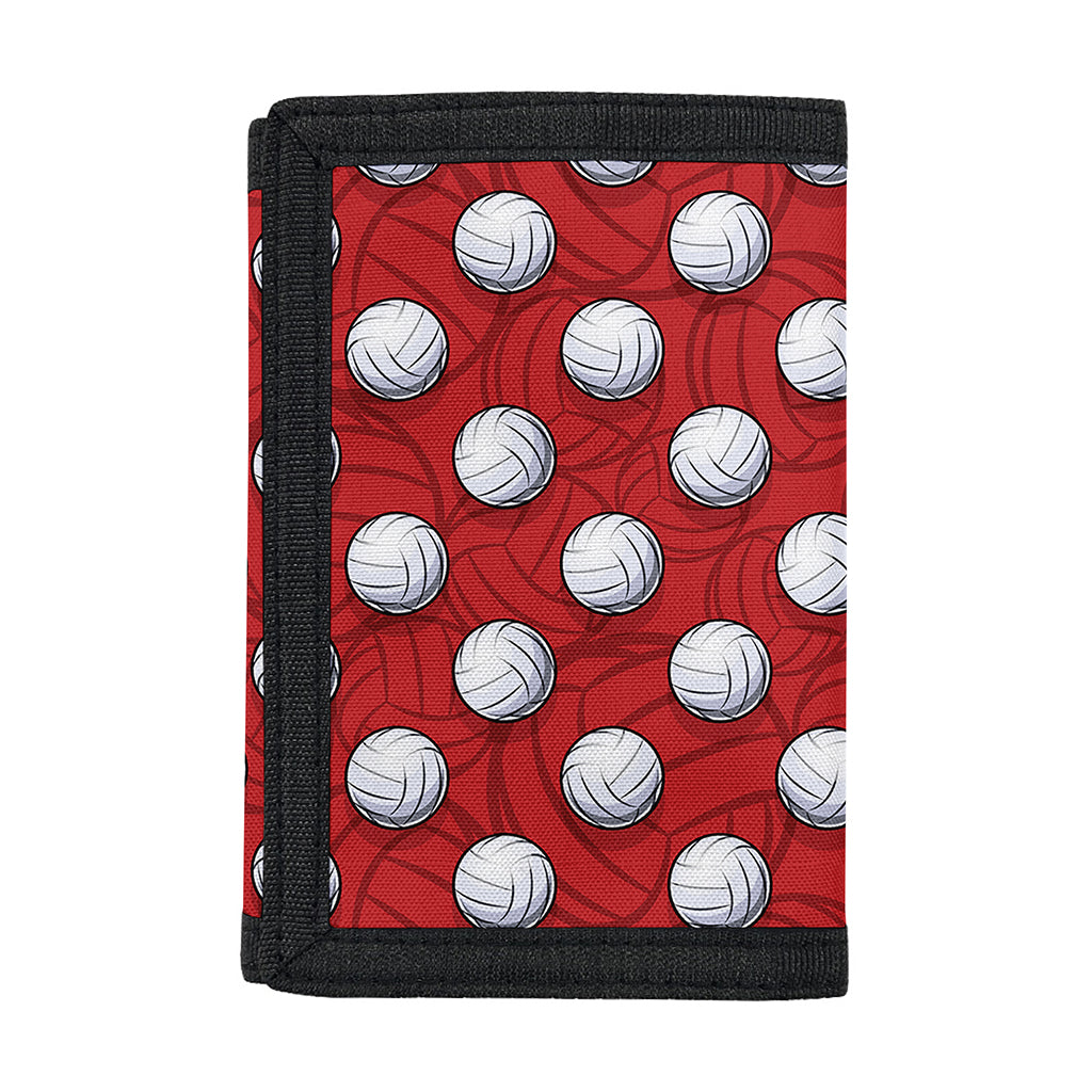 Red And White Volleyball Pattern Print Trifold Wallet