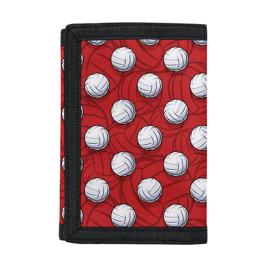 Red And White Volleyball Pattern Print Trifold Wallet