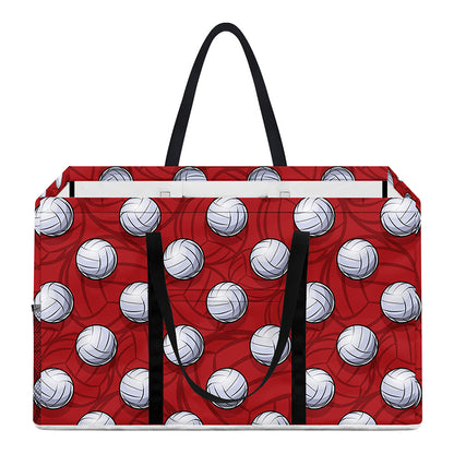 Red And White Volleyball Pattern Print Utility Tote Bag