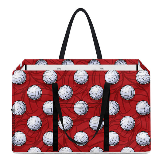 Red And White Volleyball Pattern Print Utility Tote Bag