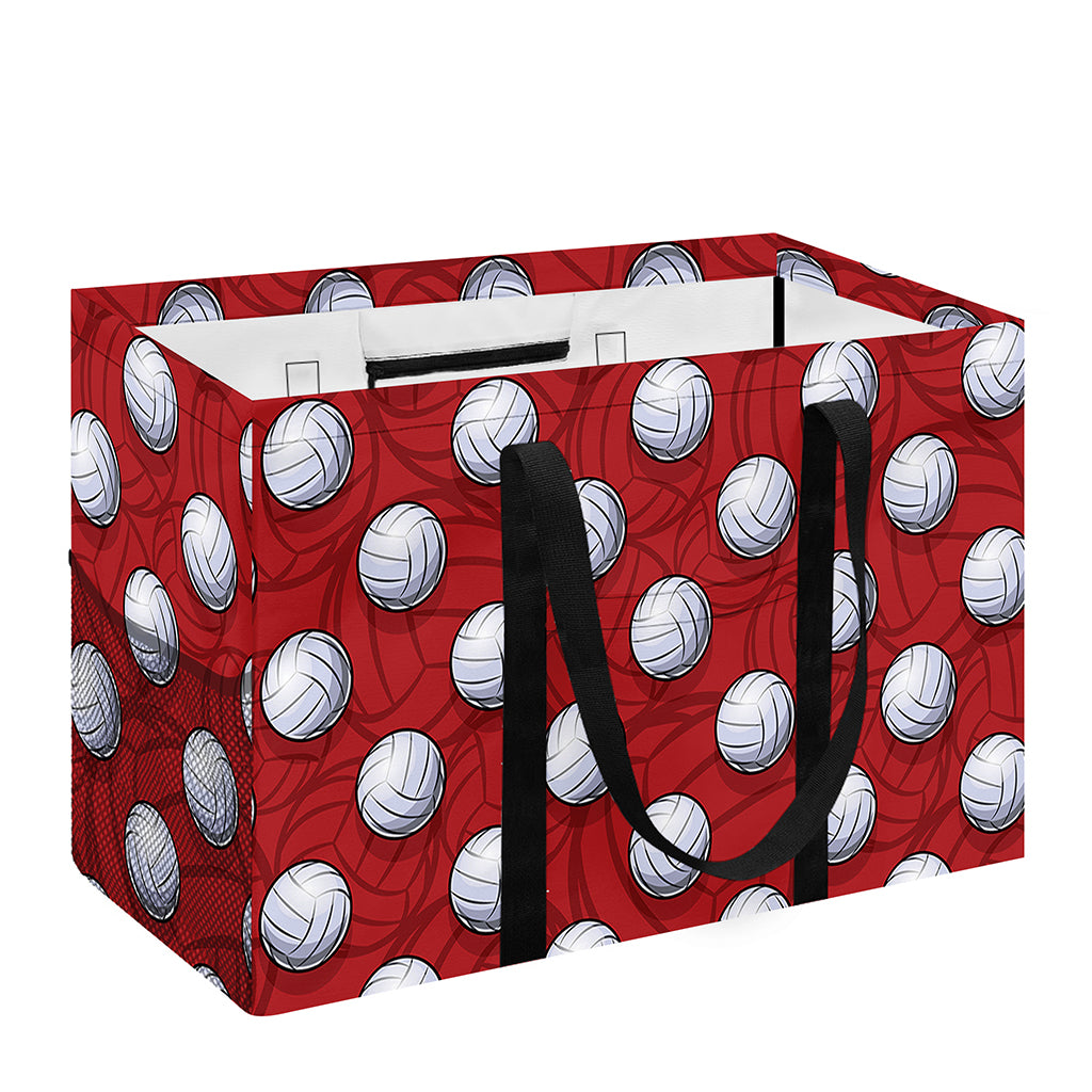 Red And White Volleyball Pattern Print Utility Tote Bag