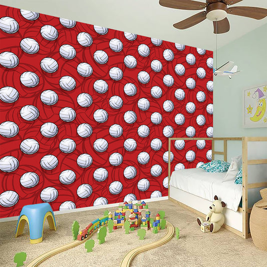 Red And White Volleyball Pattern Print Wall Sticker