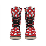 Red And White Volleyball Pattern Print Winter Boots