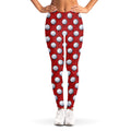 Red And White Volleyball Pattern Print Women's Leggings
