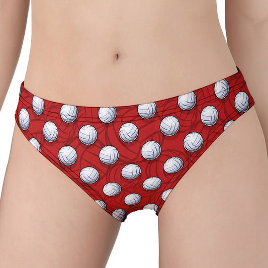 Red And White Volleyball Pattern Print Women's Panties