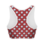 Red And White Volleyball Pattern Print Women's Sports Bra