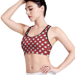 Red And White Volleyball Pattern Print Women's Sports Bra
