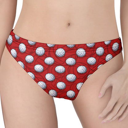 Red And White Volleyball Pattern Print Women's Thong