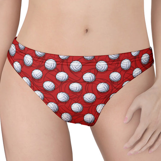 Red And White Volleyball Pattern Print Women's Thong