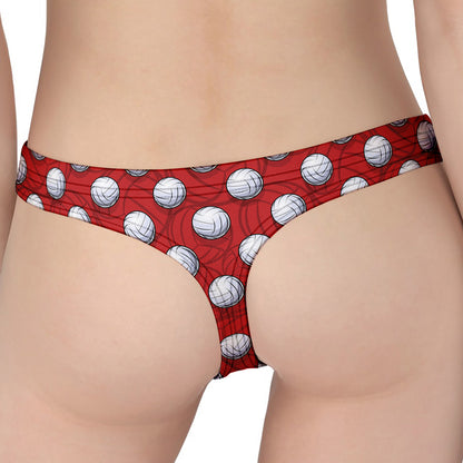 Red And White Volleyball Pattern Print Women's Thong