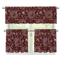 Red And White Warli Tribal Print 3 Piece Kitchen Curtains