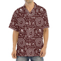 Red And White Warli Tribal Print Aloha Shirt
